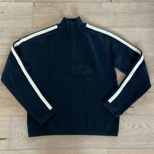 Men's Black Knit Long Sleeve 1/4 Zip Pullover Sweater